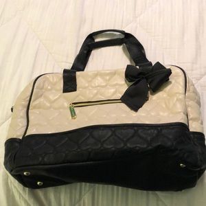 Cream and Black Betsey Johnson Overnight Bag